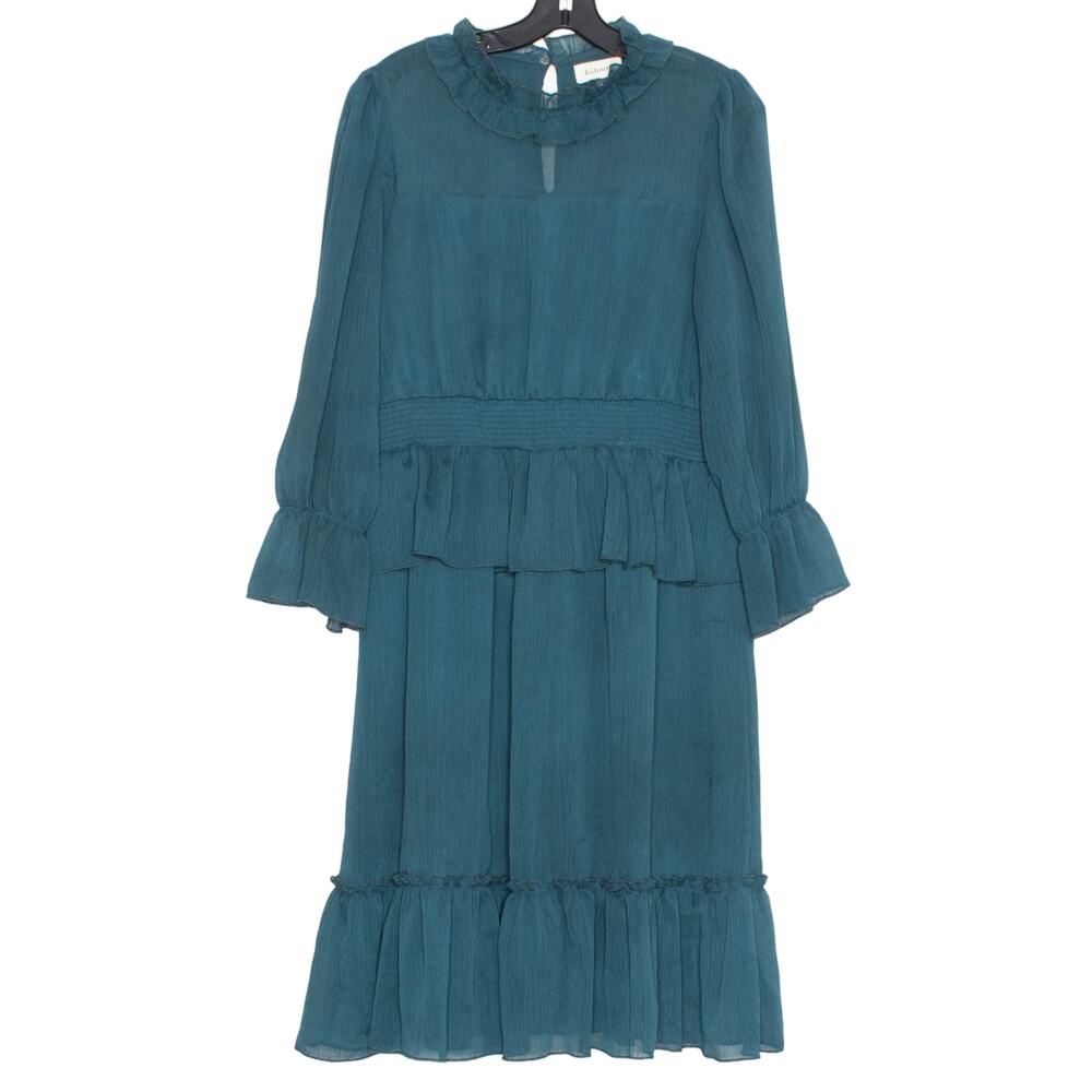 Bohme Dress Cottage Dark Academia Romantic Feminine Boho Retro Prairie Teal XL